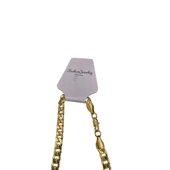 Chunky Gold Tone Curb Chain Necklace 28 Inches Fashion Jewelry Unisex - Picture 4 of 11